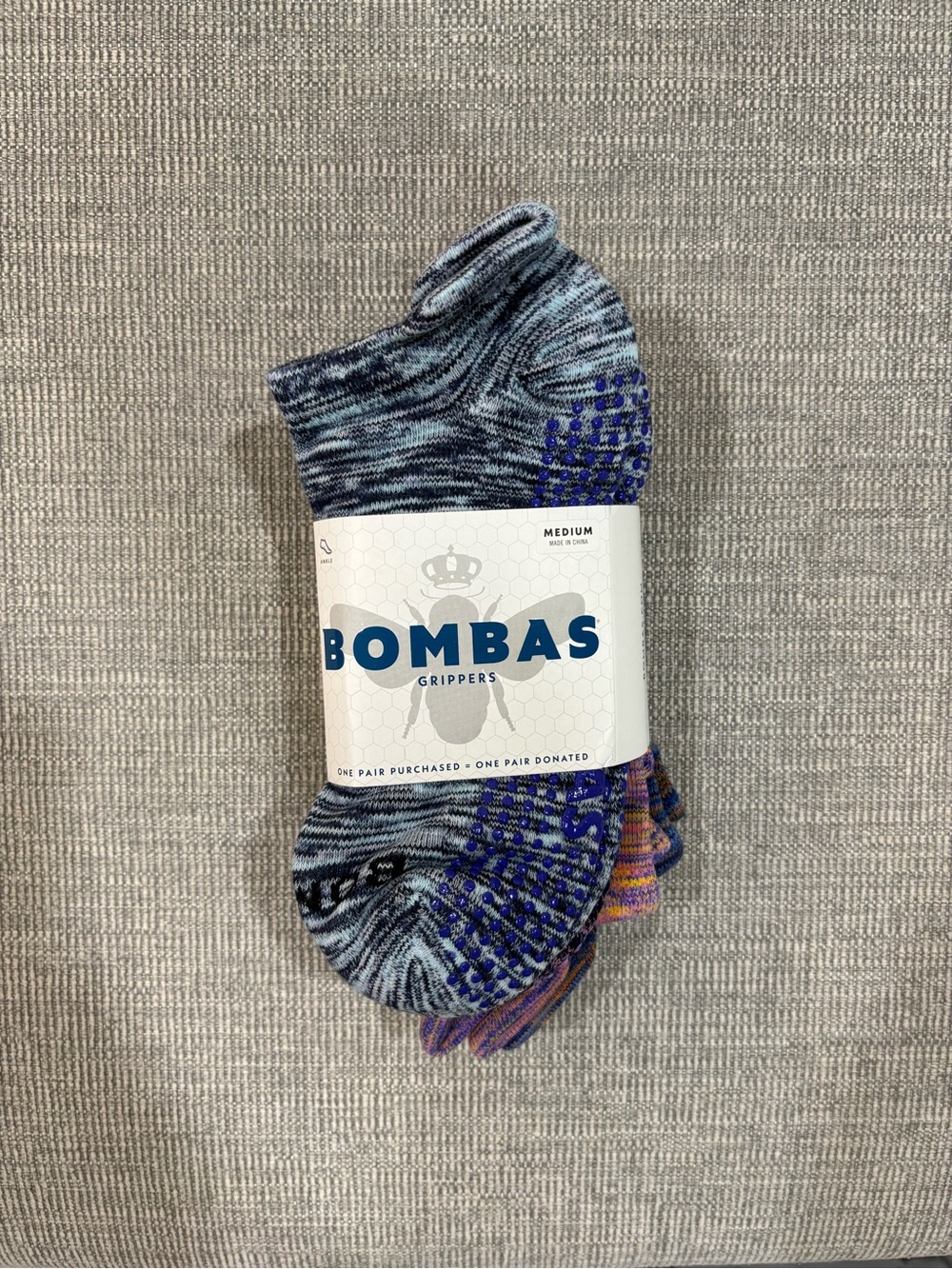 Bombas No-Show Sock 4-Pack in Gray, Blue, Purple, Yellow-Orange Mix - Picture 2 of 2